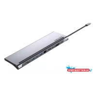   VENTION 11-in-1
Multi-function USB-C to HDMI/VGA/USB-C Gen 1/USB 3.0x2/USB 2.0/RJ45/SD/TF/TRRS 3.5mm/PD Dokkoló 0.25m Gray Metal Type