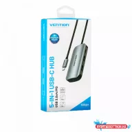   VENTION USB-C to USB3.0x4/PD Hub 0.15M Gray Aluminum Alloy Type