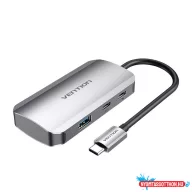   VENTION USB-C to USB-C Gen 1/USB3.0x3/PD Hub 0.15M Gray Aluminum Alloy Type