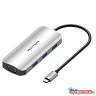 VENTION USB-C to HDMI/VGA/USB 3.0x3/PD Dokkoló