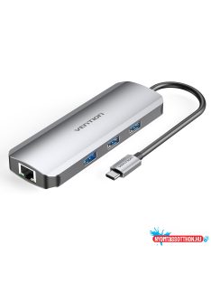   VENTION Multi-function USB-C to HDMI/USB3.0x3/RJ45/SD/TF/PD Dokkoló 0.15M Gray Aluminum Alloy Type