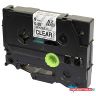   Utángyártott BROTHER TZeFX121 szalagkazetta 9mm x 8 m flexi átlátszó alapon fekete nyomtatás