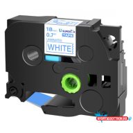   Utángyártott BROTHER TZe243 szalagkazetta 18 mm x 8m fehér alapon kék felirat