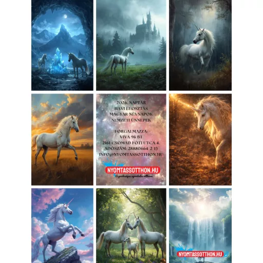 2026 Unikornis – fali naptár (A4)