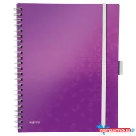 Spirálfüzet kockás LEITZ Wow Active A/4 80 lapos lila
