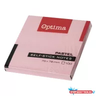 Öntapadós jegyzettömb OPTIMA 75x75mm pasztell rózsa 100 lap