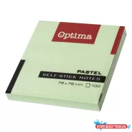 Öntapadós jegyzettömb OPTIMA 75x75mm pasztell zöld 100 lap