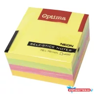 Öntapadós jegyzettömb OPTIMA 75x75mm neon mix 450 lap