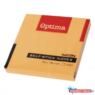 Öntapadós jegyzettömb OPTIMA 75x75mm neon narancs 100 lap