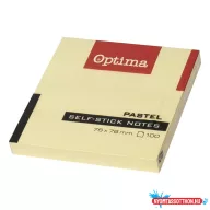 Öntapadós jegyzettömb OPTIMA 75x75mm sárga 100 lap