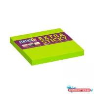 Öntapadós jegyzettömb STICK'N extra erős 76x76mm neon zöld 90 lap