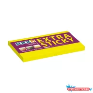 Öntapadós jegyzettömb STICK'N extra erős 76x127mm neon sárga 90 lap