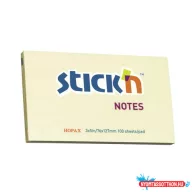 Öntapadós jegyzettömb STICK'N 76x127mm pasztell sárga 100 lap