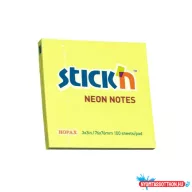 Öntapadós jegyzettömb STICK'N 76x76mm sárga 100 lap