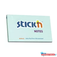Öntapadós jegyzettömb STICK'N 76x127mm pasztell kék 100 lap