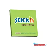 Öntapadós jegyzettömb STICK'N 76x76mm neon zöld 100 lap