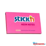 Öntapadós jegyzettömb STICK'N 76x127mm neon pink 100 lap