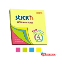 Öntapadós jegyzettömb STICK'N 76x76mm neon mix 100 lap