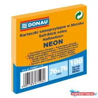 Öntapadós jegyzettömb DONAU 76x76 mm 100 lap neon narancssárga