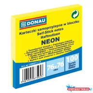 Öntapadós jegyzettömb DONAU 76x76 mm 100 lap neon sárga
