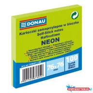 Öntapadós jegyzettömb DONAU 76x76 mm 100 lap neon zöld