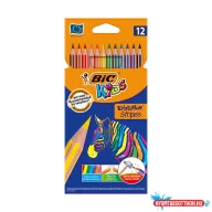 Színes ceruza BIC Kids Evolution hatszögletű hajlékony csíkos környezetbarát 12 darabos készlet