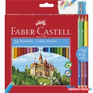 Színes ceruza FABER-CASTELL hatszögletű 24 darabos készlet+ 3 db kétvégű színes ceruza