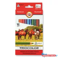 Színes ceruza KOH-I-NOOR 3142 Tricolor háromszögletű vastag lovak 12 darabos készlet