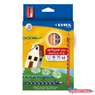 Színes ceruza LYRA Groove Slim háromszögletű 36 darabos készlet+hegyező