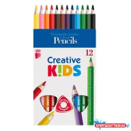 Színes ceruza ICO Creative Kids háromszögletű vastag festett 12 darabos készlet