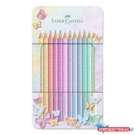 Színes ceruza FABER-CASTELL Sparkle pasztell fém dobozos 12 darabos készlet