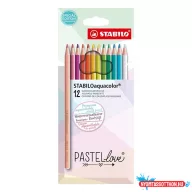 Színes ceruza STABILO Aquacolor pastellove hatszögletű 12 darabos készlet