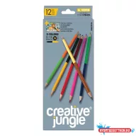 Színes ceruza CREATIVE JUNGLE grey kétvégű háromszögletű 12 darabos készlet 24 színű