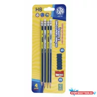 Grafitceruza ASTRA radíros háromszögletű ajándék hegyezővel HB 4+1 db/bliszter