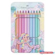 Színes ceruza FABER-CASTELL Sparkle jumbo fém dobozos 10 darabos készlet