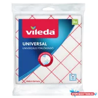 Törlőkendő univerzális VILEDA 36x34 cm piros-fehér 3 darabos