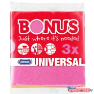 Törlőkendő általános BONUS vegyes színű 18x18cm 3 darabos