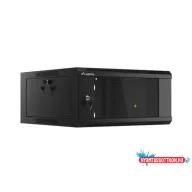 Lanberg WAFA-5604-10B 19" 12U SZÉL:570mm MÉLY:600mm MAG:277mm összeszerelt üvegajtós fekete fali ra