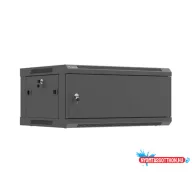   Lanberg WF01-6404-00B 19" 4U SZÉL:600mm MÉLY:450mm MAG:290mm lapraszerelt fémajtós fekete fali rack szekrény