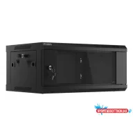 Lanberg WF01-6404-10B 19" 4U SZÉL:600mm MÉLY:450mm MAG:290mm lapraszerelt üvegajtós fekete fali rac