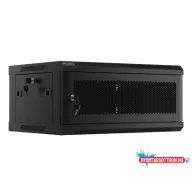 Lanberg WF01-6404-23B 19" 4U SZÉL:600mm MÉLY:450mm MAG:512mm lapraszerelt perforált ajtós fekete fa