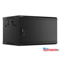 Lanberg WF01-6406-00B 19" 6U SZÉL:600mm MÉLY:450mm MAG:600mm lapraszerelt fémajtós fekete fali rack