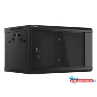 Lanberg WF01-6406-10B 19" 6U SZÉL:600mm MÉLY:450mm MAG:379mm lapraszerelt üvegajtós fekete fali rac