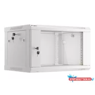 Lanberg WF01-6406-10S 19" 6U SZÉL:600mm MÉLY:450mm MAG:379mm lapraszerelt üvegajtós szürke fali rac