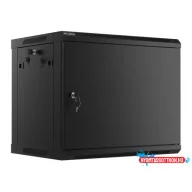 Lanberg WF01-6409-00B 19" 9U SZÉL:600mm MÉLY:450mm MAG:512mm lapraszerelt fémajtós fekete fali rack