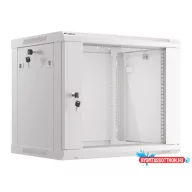 Lanberg WF01-6606-10S 19" 9U SZÉL:600mm MÉLY:450mm MAG:512mm lapraszerelt üvegajtós szürke fali rac
