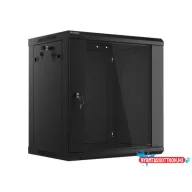 Lanberg WF01-6412-10B 19" 12U SZÉL:600mm MÉLY:450mm MAG:640mm lapraszerelt üvegajtós fekete fali ra