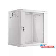 Lanberg WF01-6412-10S 19" 12U SZÉL:600mm MÉLY:450mm MAG:645mm lapraszerelt üvegajtós szürke fali ra