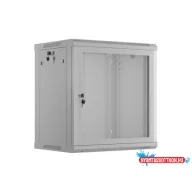   Lanberg WF01-6412-23S 19" 12U SZÉL:600mm MÉLY:450mm MAG:640mm lapraszerelt hálós fémajtós szürke fali rack szekrény