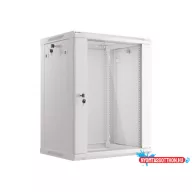 Lanberg WF01-6415-10S 19" 15U SZÉL:600mm MÉLY:450mm MAG:774mm lapraszerelt üvegajtós szürke fali ra